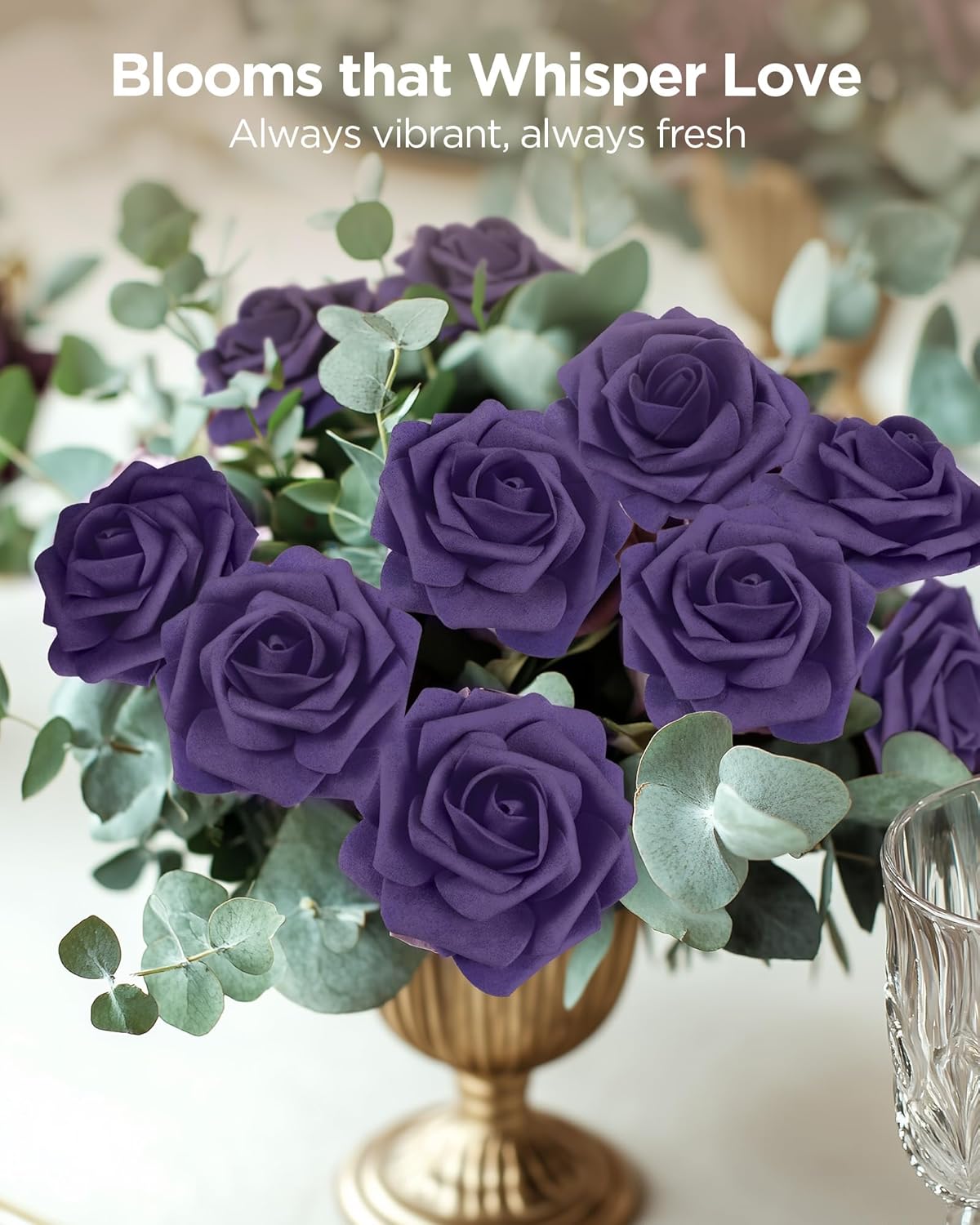 InnoGear Artificial Flowers, 50 Pcs Dark Red Foam Fake Roses Bulk with Stems for Mother's Gift Decoration Celebration DIY Wedding Bouquets Centerpieces Bridal Shower Party Christmas Tree