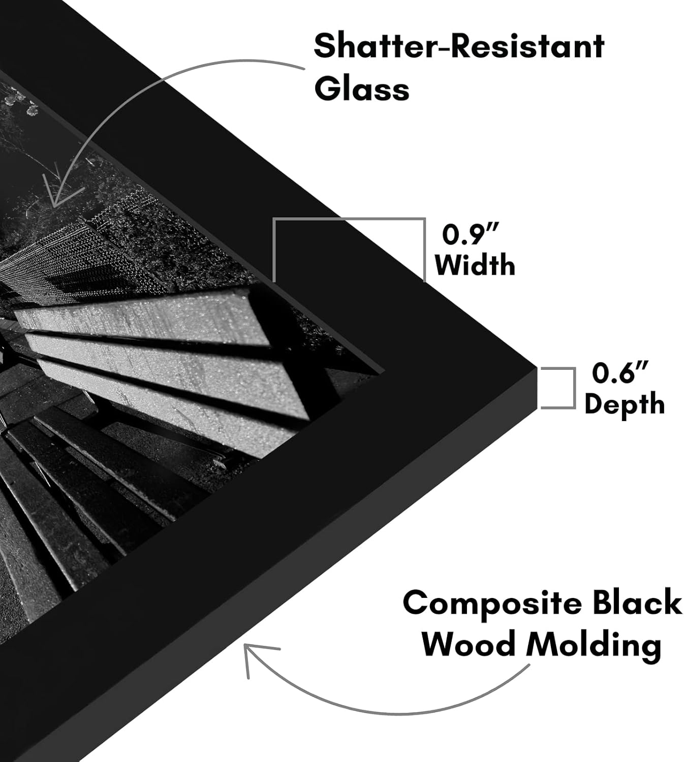 Americanflat 12x18 Poster Frame with Shatter-Resistant Glass - Signature Collection - Gallery-Style Frames Made of Engineered Wood - Photo Frame for Wall Display - Black - Colors A