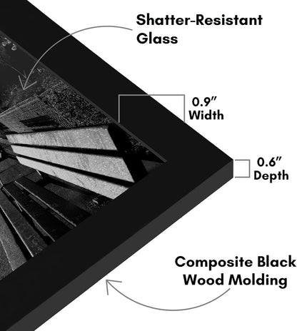 Americanflat 12x18 Poster Frame with Shatter-Resistant Glass - Signature Collection - Gallery-Style Frames Made of Engineered Wood - Photo Frame for Wall Display - Black - Colors A