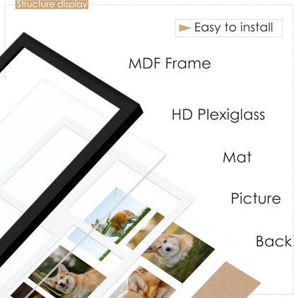 DUENPY 14x26 Collage Picture Frame 4x6 Collage Picture Frame Displays Twelve 4x6 inch Photos Available Horizontal Wall Mounting Display and Vertical Black - Colors A