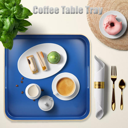 Green Decorative Tray with Handles, Versatile Serving Tray for Coffee Table, Ottoman, Ideal for Serving, Displaying, Organizing, 15.7"*10.2"*1.57"