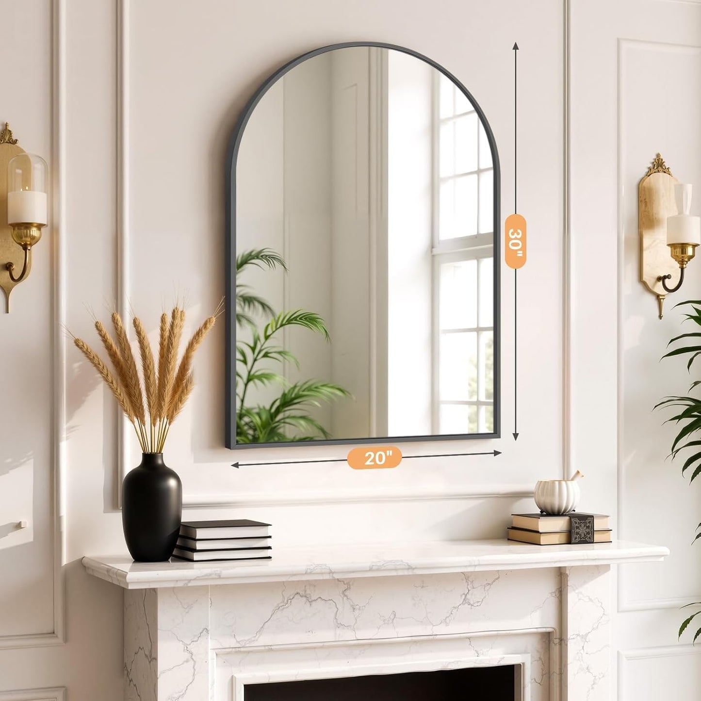 Bathroom Mirror for Wall, 24 Inch Round Mirror, Matte Black Metal Framed Circle Vanity Mirror for Bathroom Bedroom Living Room Entryway, Anti-Rust, Tempered Glass, Hanging or Leaning