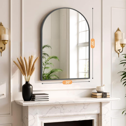Bathroom Mirror for Wall, 24 Inch Round Mirror, Matte Black Metal Framed Circle Vanity Mirror for Bathroom Bedroom Living Room Entryway, Anti-Rust, Tempered Glass, Hanging or Leaning