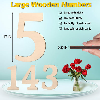 17 inch Large Wooden Sign & for Wall Decor, Big Wood Symbol &, Giant Paintable Blank Wooden Shapes for Crafts, Unfinished Wood Cutouts for Birthday Party, Rustic Wedding, Christmas Decor, Baby Shower