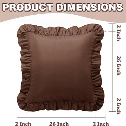 KKJIAF Ruffle Pillow Cases 26x26 Inches, White Square Ruffled Pillow Covers Set of 2, Microfiber Wrinkle Resistant Pillow Shams with Envelope Closure for Sofa Bed Living Room