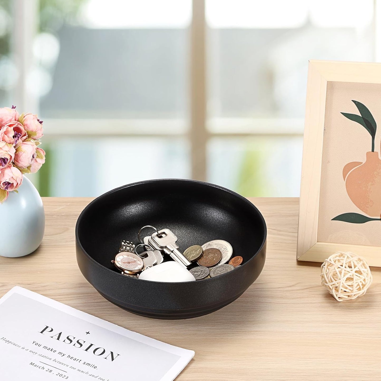Key Bowl for Entryway Table Decorative Key Dish for Organizing Tabletop Catch All Bowl Gold Fruit Bowls for Kitchen Counter, Coffee Table,7.4 Inches
