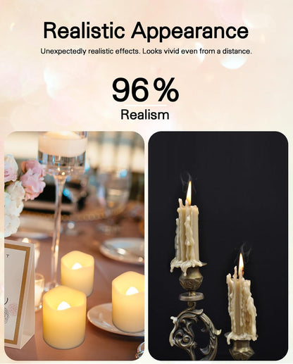 SHYMERY Flameless Votive Candles,Flameless Flickering Electric Fake Candle,24 Pack 200+Hour Battery Operated LED Tea Lights in Warm White for Wedding, Table, Halloween,Christmas Decorations 1.5"X1.7"