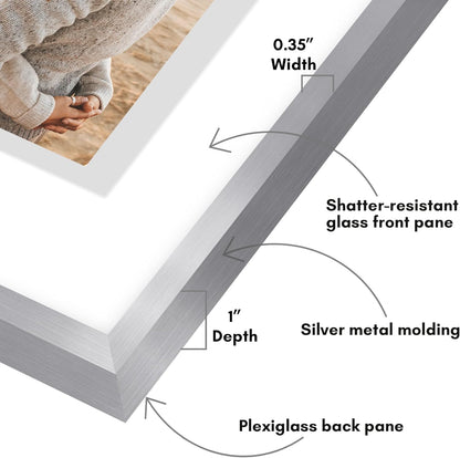 Americanflat Aluminum 11x14 Floating Picture Frame with Shatter-Resistant Glass - Use as 8x10 Picture Frame or Display 11x14 Photo - Signature Float Collection - Photo Frames for Wall Display - Black