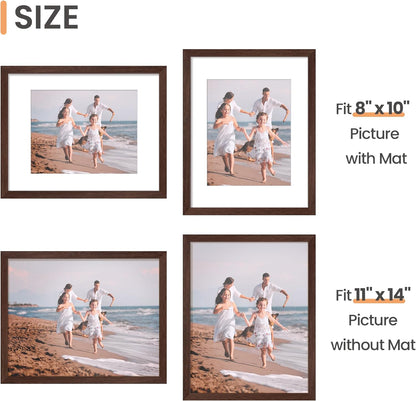 upsimples 8x10 Picture Frame, Display Pictures 5x7 with Mat or 8x10 Without Mat, Wall Hanging Photo Frame, Black, 1 Pack - Colors A