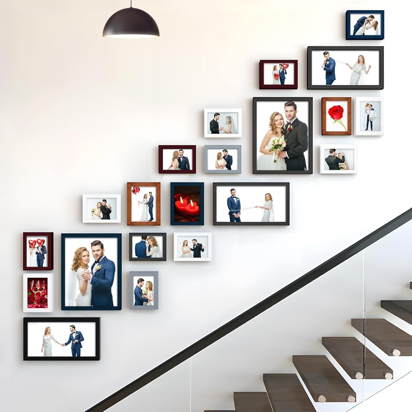 RPJC 5x7 Picture Frames Made of Solid Wood High Definition Glass for Table Top Display and Wall Mounting Photo Frame Black