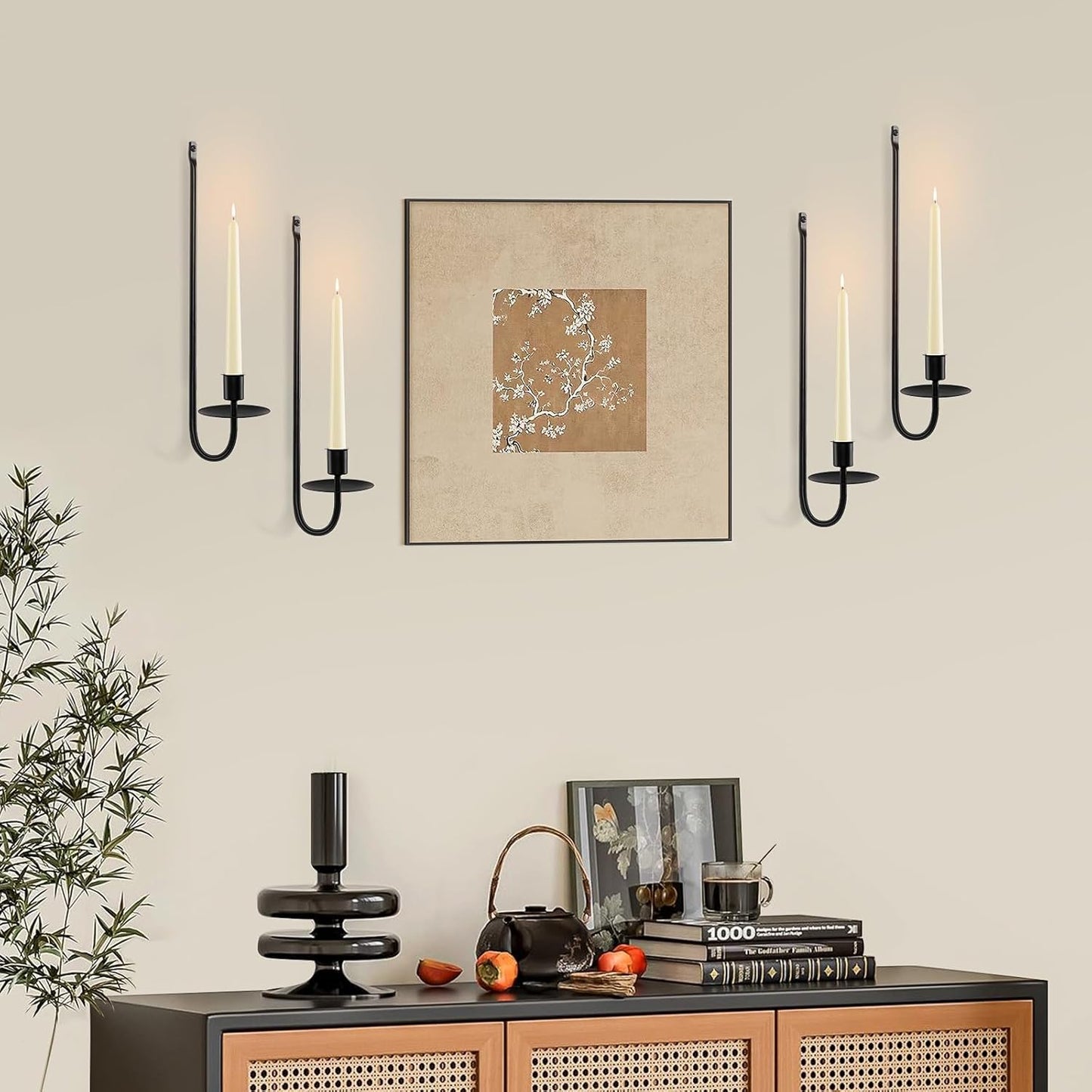 Candle Sconces Set of 2, Taper & Pillar Wall Candle Holder, 13.2 Inch Black Wall Sconces Set of Two, Decor for Entryway, Stair Corner, Living Room, Gifts for Men Women Mom or Dad