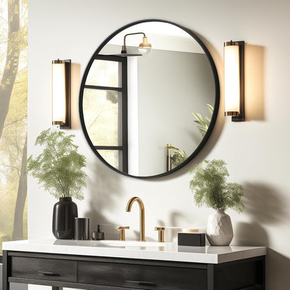 USHOWER Bathroom Mirrors for Over Sink, 36 Inch Circle Mirror with Metal Frame, Black Wall Mirror for Vanity, Entryway, Living Room, Hallway and Bedroom Decor