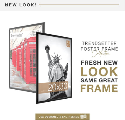 MCS Trendsetter 24x36 Poster Frame Black High-Gloss, Vertical & Horizontal Wall Hanging Large Picture Frame for Photos, Posters & Art Prints (1-Pack)
