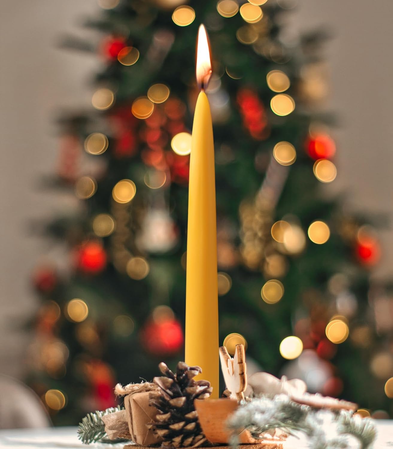 10inch Beeswax Taper Candles 12 Pack Natural Pure Beeswax Candlesticks Smokeless 10 Hour Long Burning Time Tapered Beeswax Candle Sticks Bees Wax Candle for Home Prayer