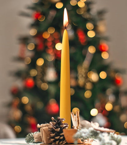 10inch Beeswax Taper Candles 12 Pack Natural Pure Beeswax Candlesticks Smokeless 10 Hour Long Burning Time Tapered Beeswax Candle Sticks Bees Wax Candle for Home Prayer