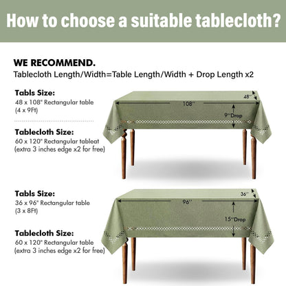 MIULEE Beige Rectangle Linen Polyester Tablecloth with Decorative Cutouts Spring Waterproof Stain Resistant & Shrink-Proof Table Cloth 52x70 inch Farmhouse Style for Dining Wedding and Outdoor