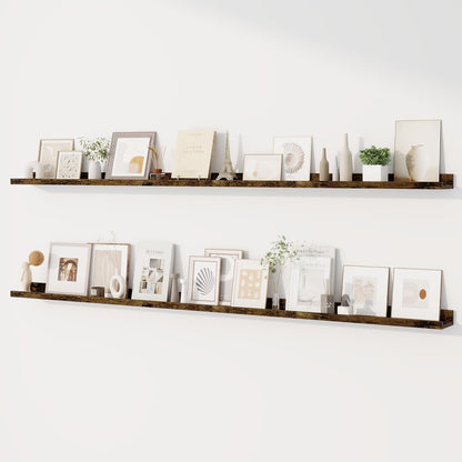 Dreamland Picture Ledge Shelf for Wall, Floating Shelves Set of 2, 48 Inch Long Floating Shelves with Lip for Living Room, Bedroom, Bathroom, Kitchen, White