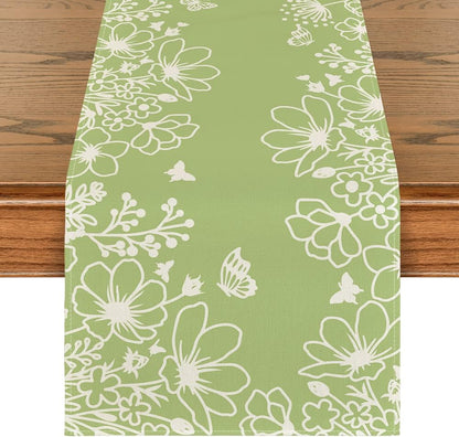 Artoid Mode Pink Bloom Flowers Butterfly Spring Table Runner, Seasonal Holiday Kitchen Dining Table Decoration for Home Party Indoor 13x72 Inch