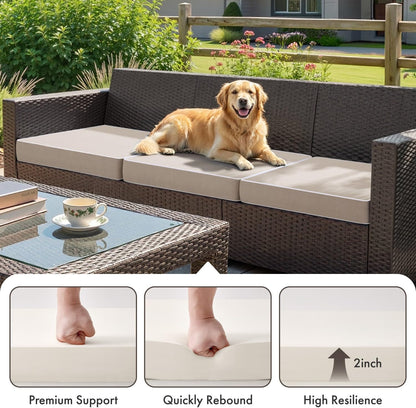 MIULEE Beige Outdoor Bench Cushion Set of 1, 48x18x3 Inch Waterproof Patio Seat Cushions for Swing and Outdoor Furniture Couch Sofa, 3 Year Color Fastness High Density Foam with Adjustable Ties