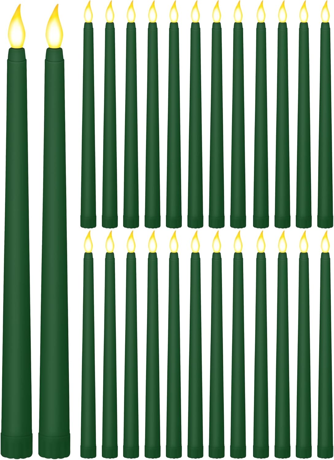 Treela 24 Pcs Flameless Taper Candles Battery Operated Bulk Fake Candles Light LED Candle Sticks Flickering Tapered for Easter Wedding Anniversary Decoration(Basic,11 Inch,Ivory)