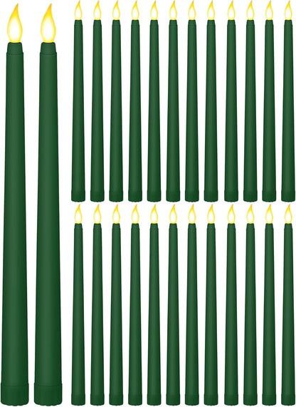 Treela 24 Pcs Flameless Taper Candles Battery Operated Bulk Fake Candles Light LED Candle Sticks Flickering Tapered for Easter Wedding Anniversary Decoration(Basic,11 Inch,Ivory)