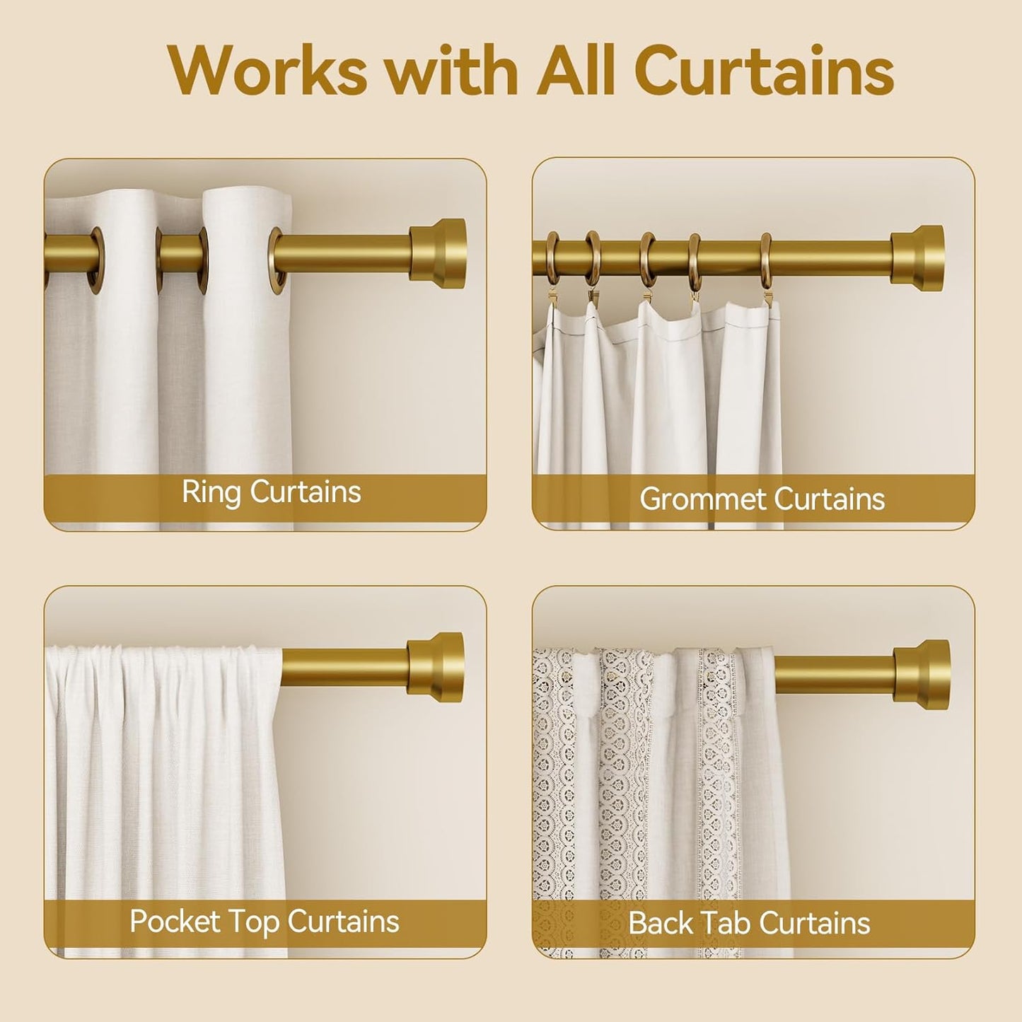 YaFex Curtain Rods 32-144 Inch, Heavy Duty 1 Inch Adjustable Curtain Rod for Windows, Black Extra Long Window Treatment Rods, Modern Design, Easy Installation