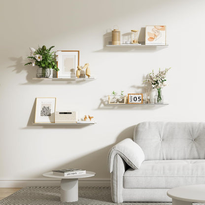 upsimples 6 Pack Acrylic Shelves for Wall Storage, 15" x 4“ Floating Bookshelves for Kids, Display Shelf Organizer for Bathroom, Bedroom, Living Room, Kitchen, Room Decor, Clear