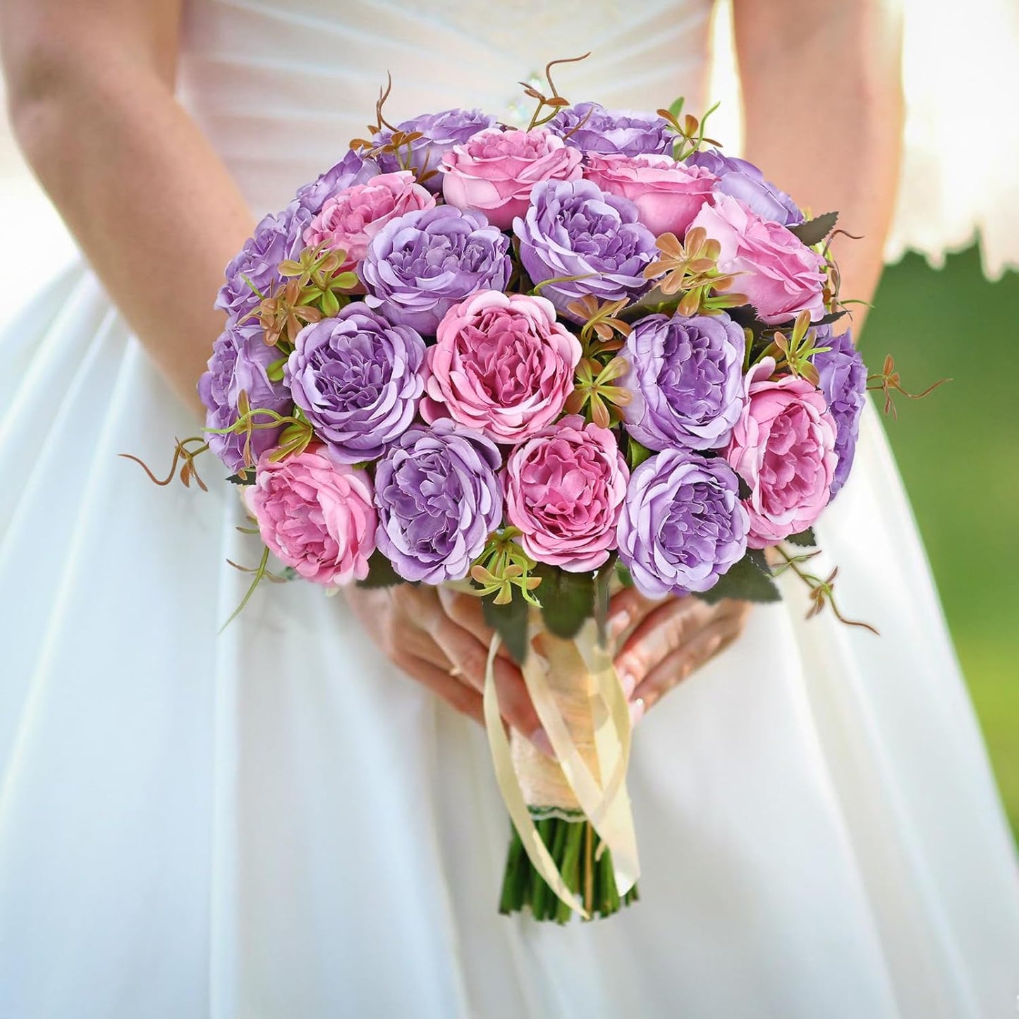 MARTINE MALL 2 Packs Peonies Artificial Flowers, Light Pink Artificial Peonies, Silk Peonies Flowers Fake Peonies Artificial Flowers Peonies Bouquet for Centerpiece Table Wedding Party Home Decor