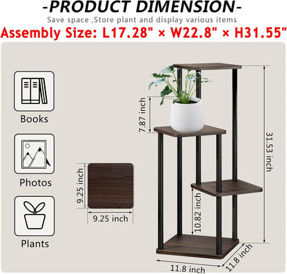 AZERPIAN Plant Stand 5 Tier Indoor Metal Flower Shelf for Multiple Plants Corner Tall Flower Holders for Patio Garden Living Room Balcony Bedroom, Black (5 Tier-Black)