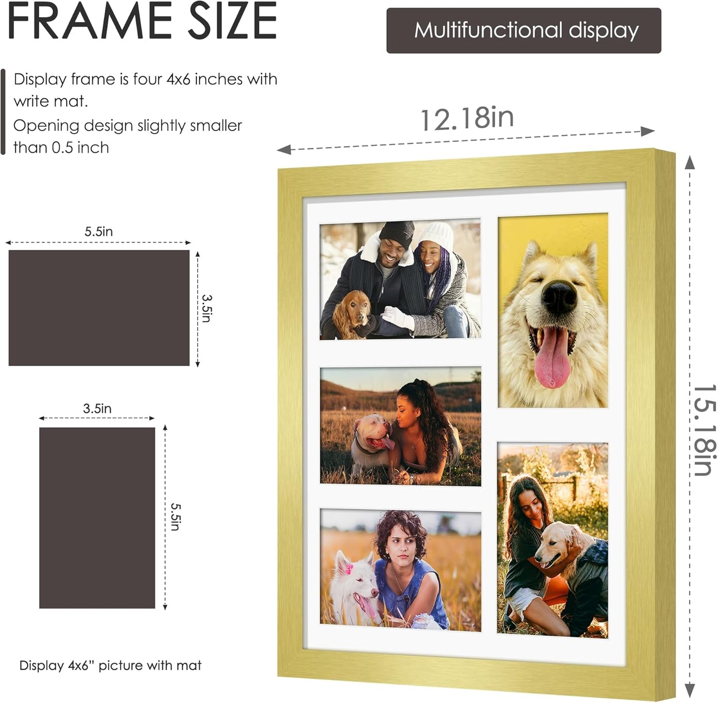 DUENPY 14x26 Collage Picture Frame 4x6 Collage Picture Frame Displays Twelve 4x6 inch Photos Available Horizontal Wall Mounting Display and Vertical Black - Colors A