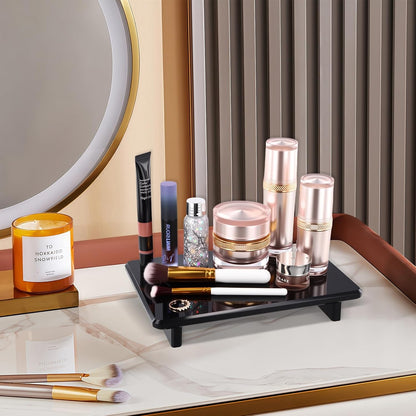 Chivalral Acrylic Bathroom Counter Tray: Water-Resistant Kitchen and Bathroom Tray Countertop Decor,Perfect for Soap Dish,Vanity,Plant,Candle Decor,and Riser Organizer-Small