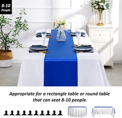 SiinvdaBZX 4 Pcs Royal Blue Satin Table Runner 12 x 108 inches Long, Bright Smooth Satin Wedding Table Runner Decorations for Birthday Parties, Buffet, Banquets, Graduations, Engagements