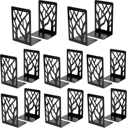 MaxGear Book Ends Tree Design Modern Bookends for Shelves, Non-Skid Bookend, Heavy Duty Metal Book Stopper for Books/DVDs, Decorative CD Holder & Video Game Organizer, 7 x 4.7 x 3.5”, Black