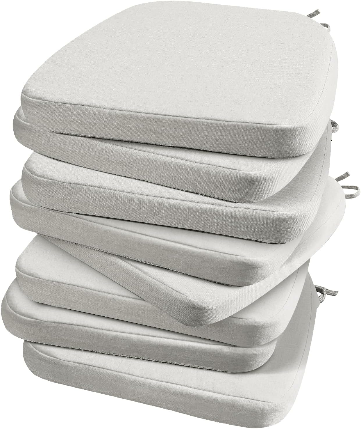 AAAAAcessories D-Shaped Chair Cushions, 2" Thick Dining Chair Pads with Ties and Removable, Machine-Washable Cover, 17" x 16", Set of 4, Oatmeal Beige - Colors A