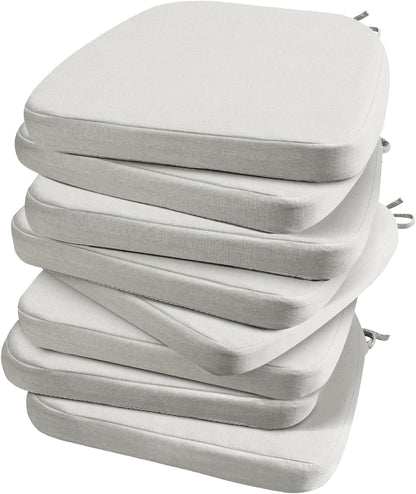 AAAAAcessories D-Shaped Chair Cushions, 2" Thick Dining Chair Pads with Ties and Removable, Machine-Washable Cover, 17" x 16", Set of 4, Oatmeal Beige - Colors A