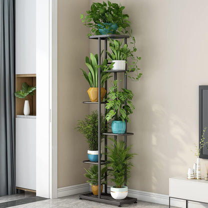 LINZINAR Plant Stand Indoor Outdoor Corner 4 Tier Metal Plant Shelf Patio Plant Rack for Garden Corner Balcony Living Room