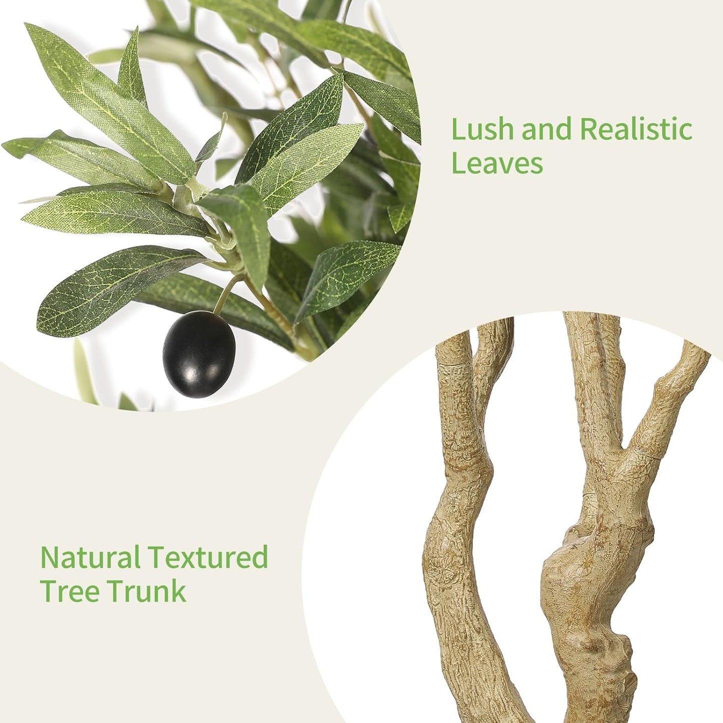 Realead Artificial Olive Tree 8ft - Large Faux Olive Tree with Realistic Leaves and Olives - Full and Grand Design Fake Olive Tree with Sturdy Base for Indoor Outdoor Office Decor