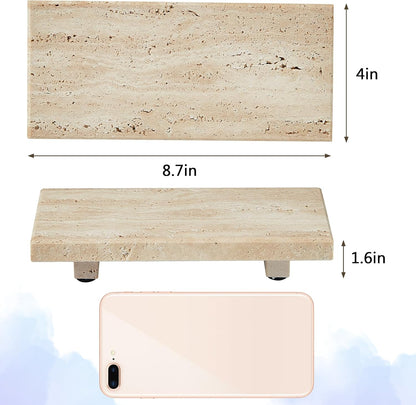 Natural Marble Tray Pedestal Stand – Soap & Jewelry Riser for Bathroom Counter, Kitchen Sink, Vanity Organizer, Decorative Stone Catchall for Perfume, Candles