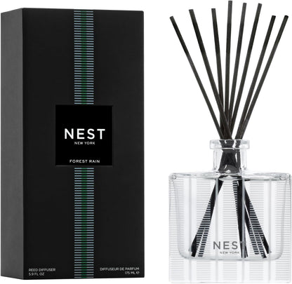 NEST New York Reed Diffuser, Moroccan Amber - 5.9 fl oz - Fragrance for Up to 90 Days - Reusable, Refillable Glass Holder - Includes 8 All-Natural Reed Sticks - Flame Free