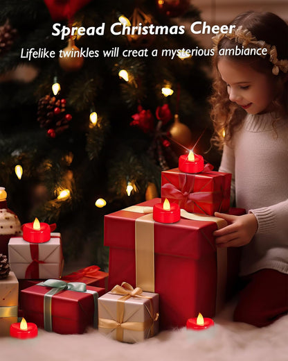 merrynights LED Candles, Tea Lights Candles Battery Operated Bulk, 50-Pack Long-Lasting 200 Hours Flameless Tealight Candles, Realistic Tea Lights for Christmas Halloween Wedding, 1.5'' D X 1.25'' H