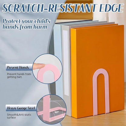 Chunful 12 Pcs Modern Metal Book Ends for Shelves Decorative Small Bookends Book Shelf Organizer Minimalist Design Stopper to Hold Books for Home Office (Gold,5.5 * 3.75 * 2.25inch)