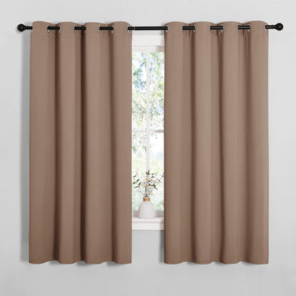 NICETOWN Halloween Pitch Black Solid Thermal Insulated Grommet Blackout Curtains/Drapes for Bedroom Window (2 Panels, 42 inches Wide by 63 inches Long, Black) - Colors D