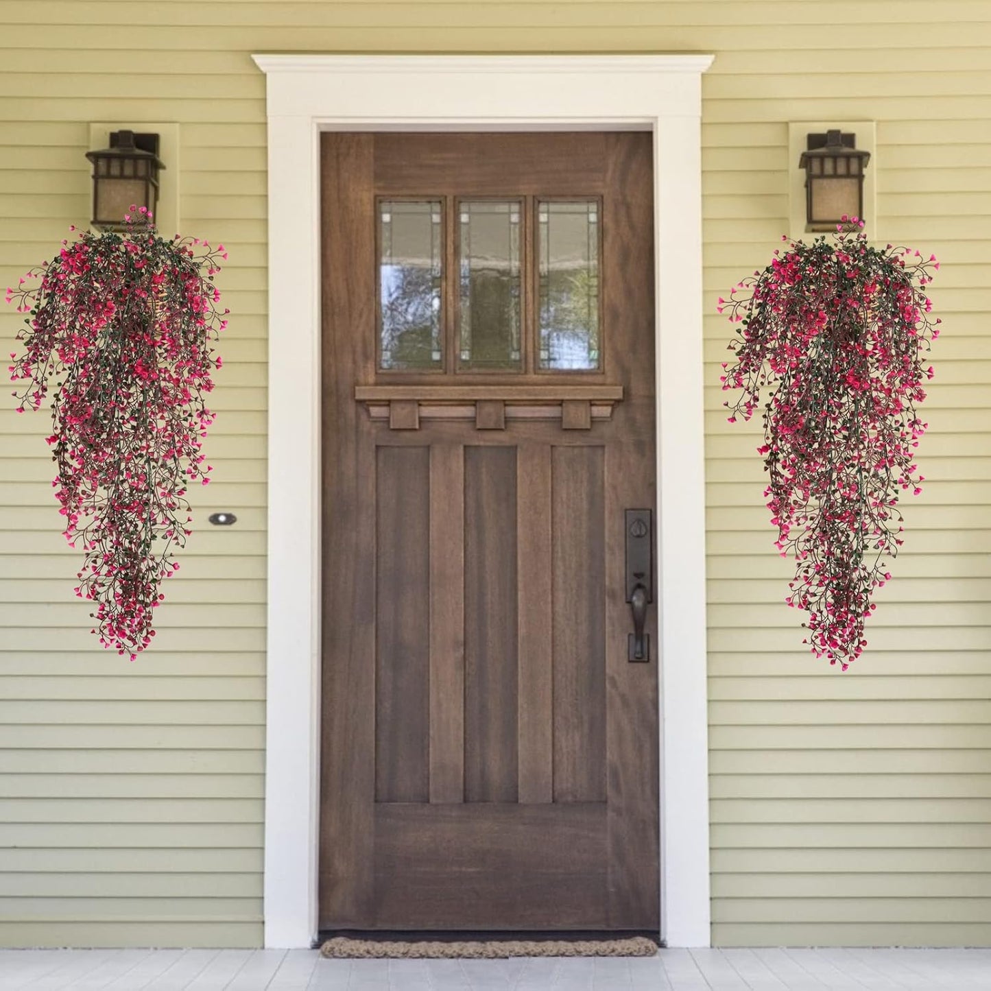 RECUTMS Fake Hanging Plants Artificial Ferns for Outdoor Hanging Faux Plants Vine Ivy Faux Fern Hanging Vines Wall Plants for Home Garden Party Wedding Decor (White 4P)