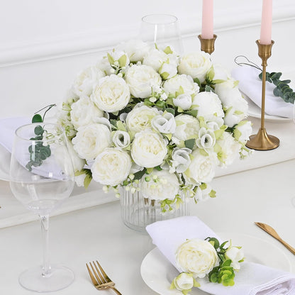 MARTINE MALL 2 Packs Peonies Artificial Flowers, Light Pink Artificial Peonies, Silk Peonies Flowers Fake Peonies Artificial Flowers Peonies Bouquet for Centerpiece Table Wedding Party Home Decor