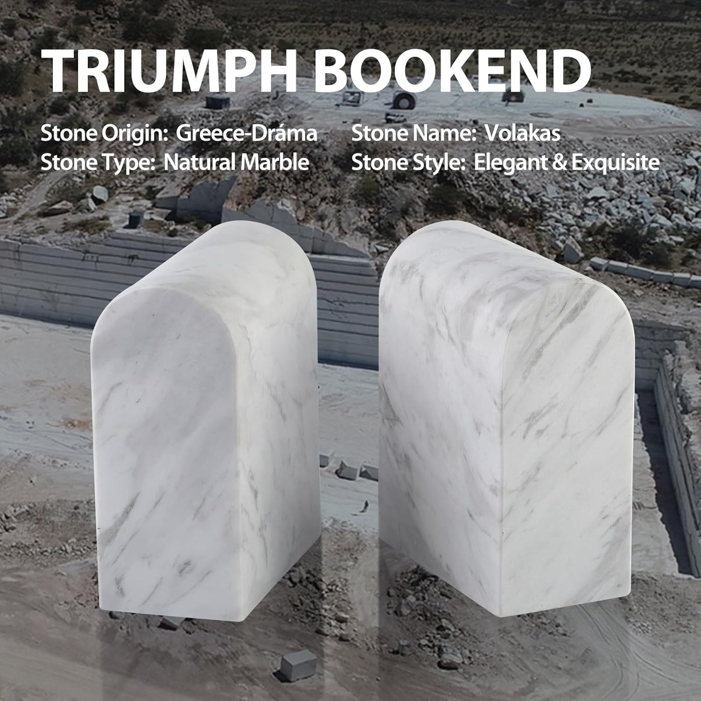 Koville African Natural Marble Bookends for Shelves, Non-Slip Book Ends, 13LBS Ultra Heavy Duty Marble Book Holder Organizer, Apartment Decor for Movies/CD/Video Games(Namib Fantasy)