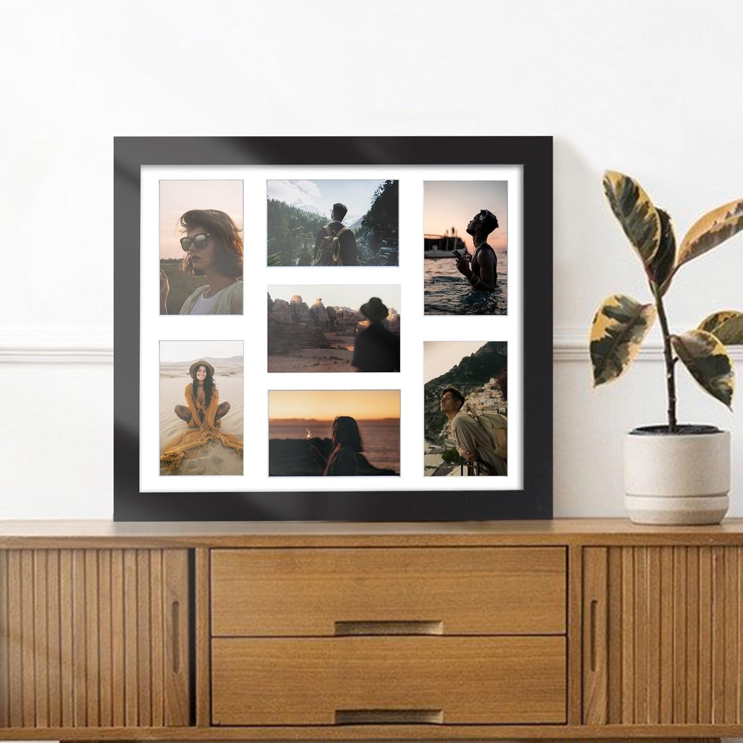 DUENPY 14x26 Collage Picture Frame 4x6 Collage Picture Frame Displays Twelve 4x6 inch Photos Available Horizontal Wall Mounting Display and Vertical Black - Colors B