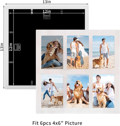 YESKAY 4x6 Picture Frame Collage for Wall Decor, Multiple Photo Collage Frames with Tempered Glass, 7-Opening for 4 x 6 Picture Frames, Rustic Brown, 1 Pack