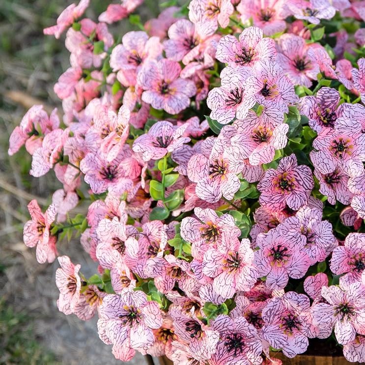 HyeFlora Artificial Flowers for Outdoor Indoor Garden Home Decoration, Faux Flower Daisy with Eucalyptus Leaves Fake Plants Greenery Boxwood Porch Patio, 12 Bundles (Mix Pink Red Purple Yellow)