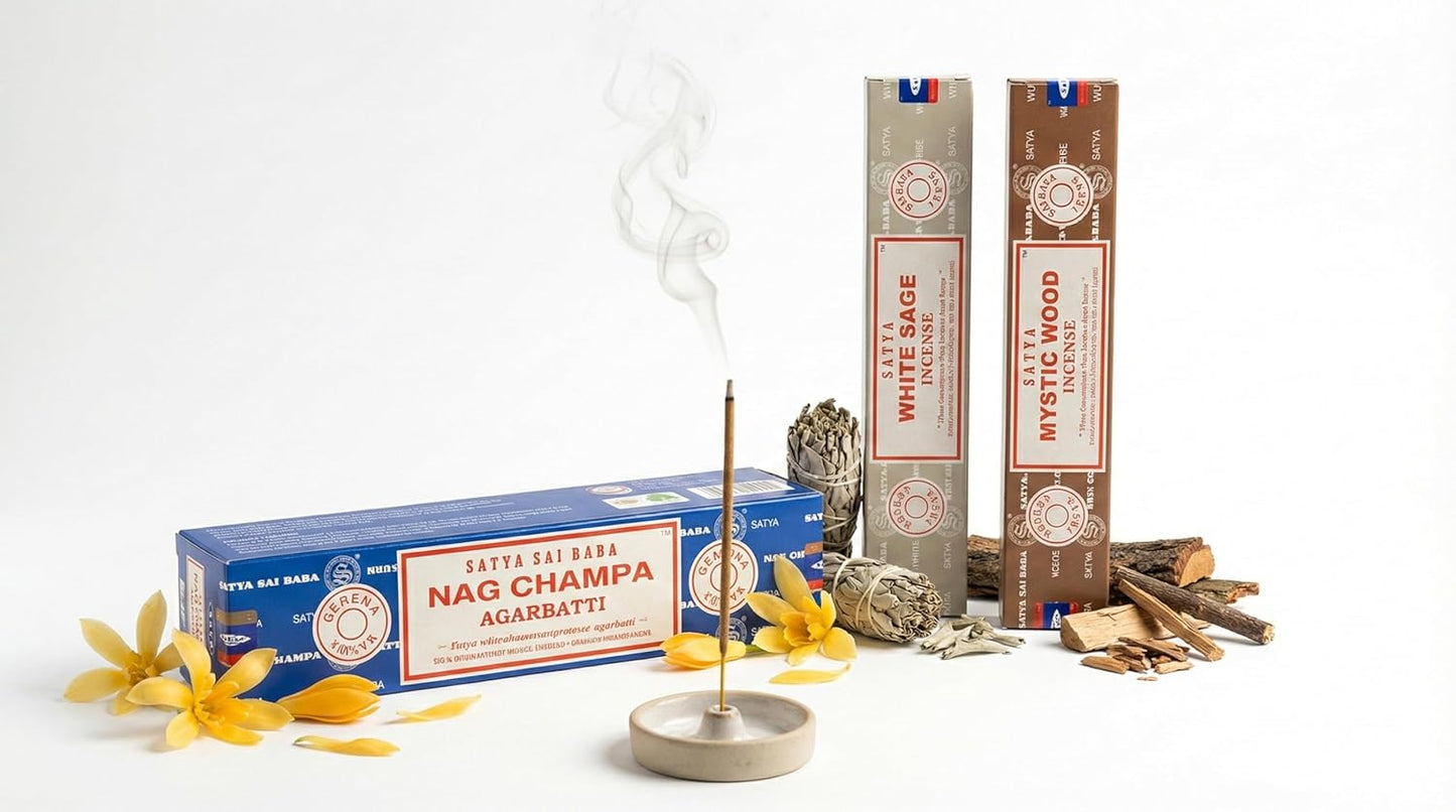 Satya Sai Baba Nag Champa Agarbatti, 250gms Hand Rolled Fine Quality Incense Sticks for Purification, Relaxation, Positivity, Yoga, Meditation