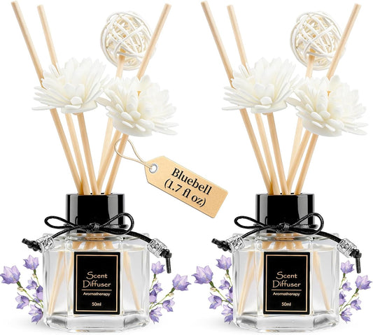 TonJin 2PCS Jasmine Reed Diffuser Set 1.7 fl oz with 6 Scent Sticks, Exotic Floral Home Fragrance, Natural Scented Oil Sticks for Bathroom, Living Room & Bedroom | Non-Toxic Air Freshener